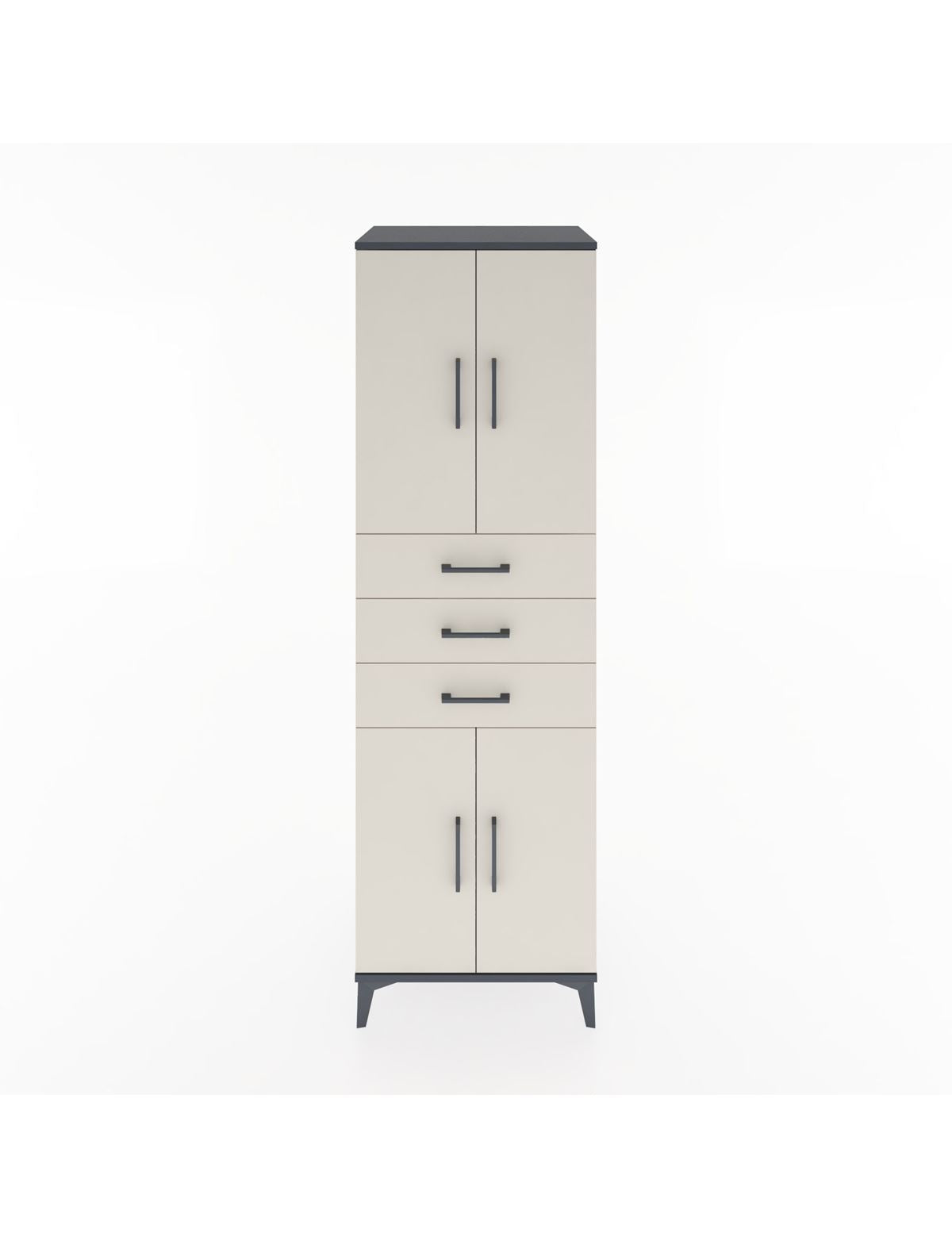 Hyperion Dolap 3 Raflı 3 Çekmeceli 4 Kapaklı 60x44x195 Antrasit-Aytaşı