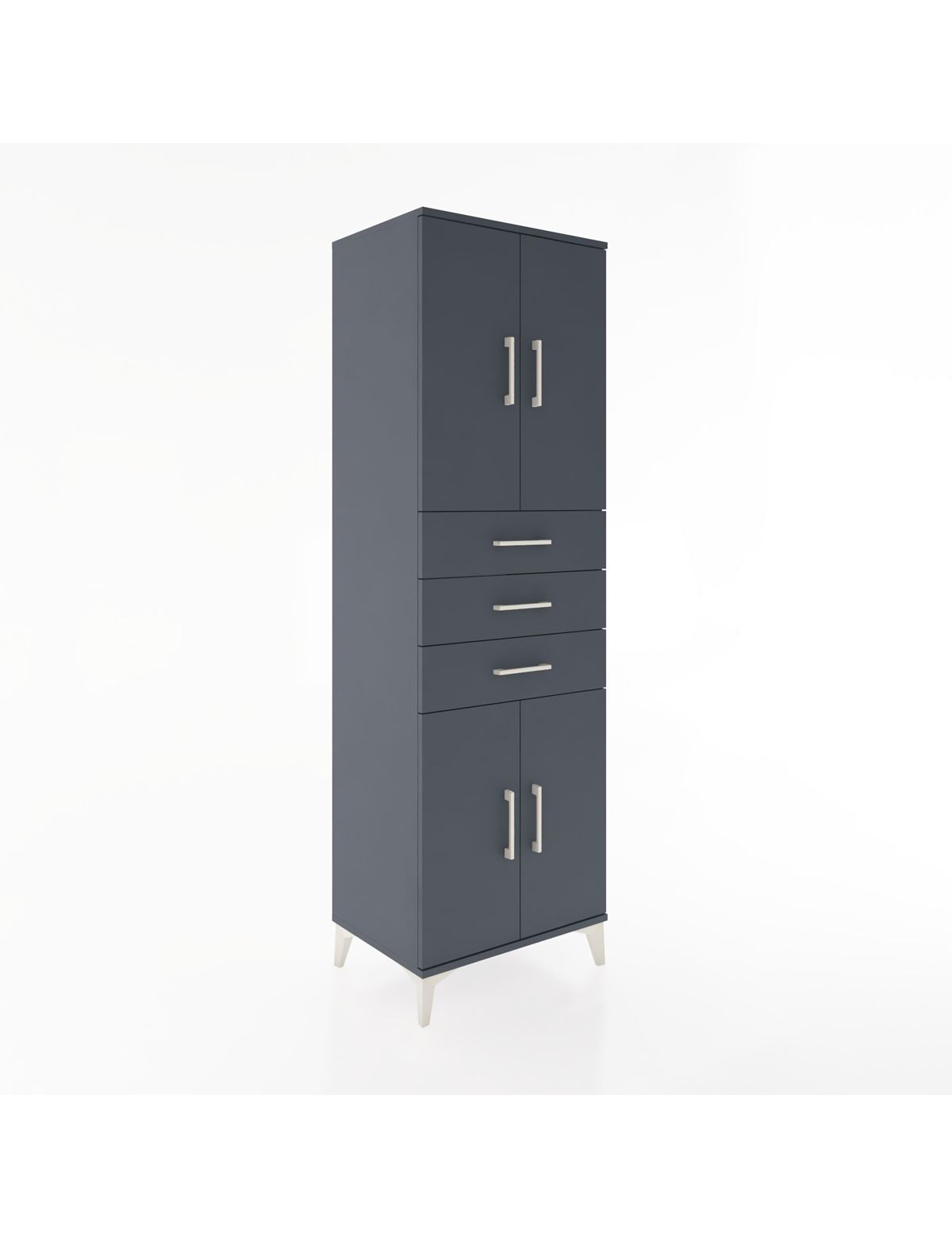 Hyperion Dolap 3 Raflı 3 Çekmeceli 4 Kapaklı 60x44x195 Antrasit-Antrasit