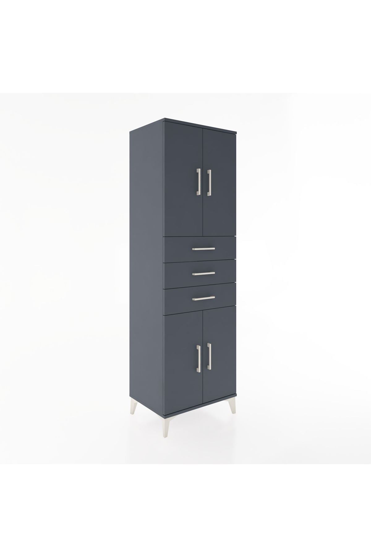 Hyperion Dolap 3 Raflı 3 Çekmeceli 4 Kapaklı 60x44x195 Antrasit-Antrasit