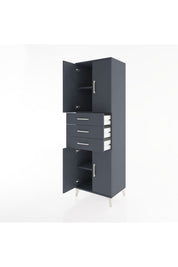 Hyperion Dolap 3 Raflı 3 Çekmeceli 4 Kapaklı 60x44x195 Antrasit-Antrasit