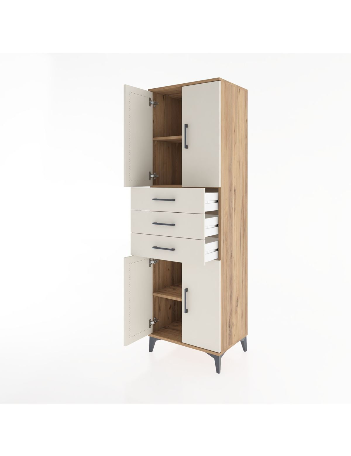 Hyperion Dolap 3 Raflı 3 Çekmeceli 4 Kapaklı 60x44x195 - S59M079V7B