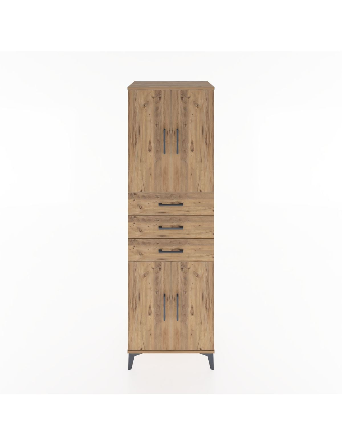 Hyperion Dolap 3 Raflı 3 Çekmeceli 4 Kapaklı 60x44x195 Çam-Çam