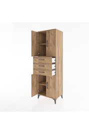 Hyperion Dolap 3 Raflı 3 Çekmeceli 4 Kapaklı 60x44x195 Çam-Çam