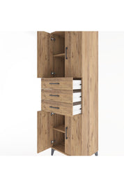 Hyperion Dolap 3 Raflı 3 Çekmeceli 4 Kapaklı 60x44x195 Çam-Çam