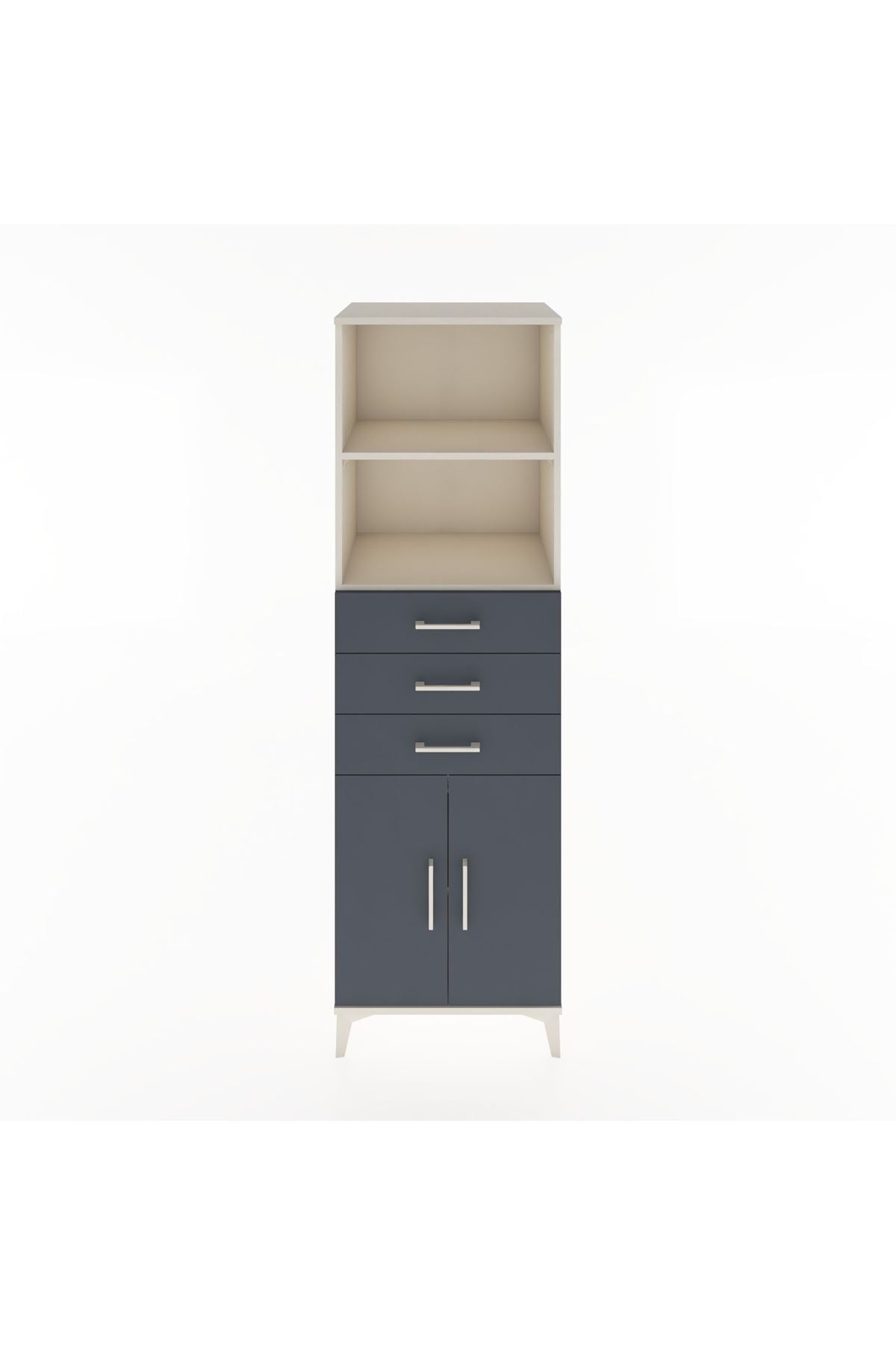 Hyperion Dolap 3 Raflı 3 Çekmeceli 2 Kapaklı 60x44x195 Aytaşı-Antrasit