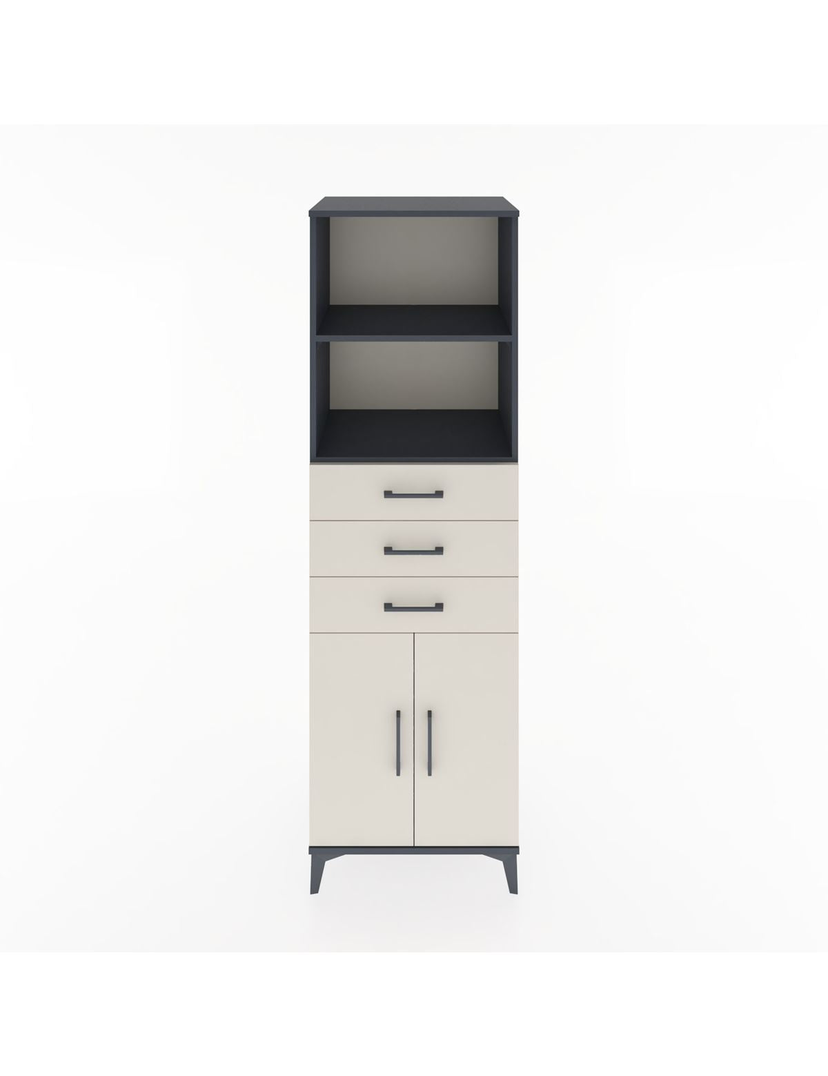 Hyperion Dolap 3 Raflı 3 Çekmeceli 2 Kapaklı 60x44x195 Antrasit-Aytaşı