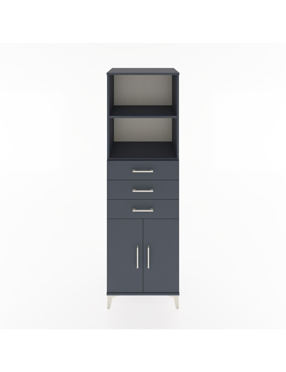 Hyperion Dolap 3 Raflı 3 Çekmeceli 2 Kapaklı 60x44x195 Antrasit-Antrasit