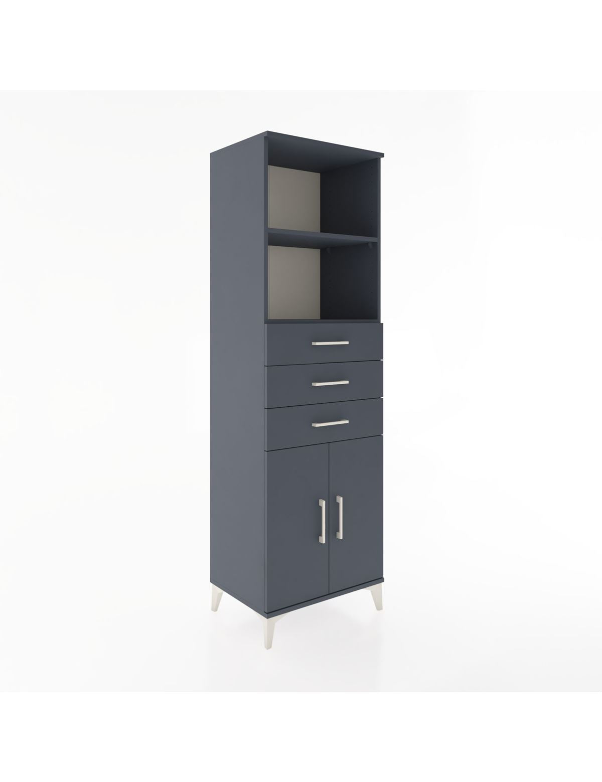 Hyperion Dolap 3 Raflı 3 Çekmeceli 2 Kapaklı 60x44x195 Antrasit-Antrasit