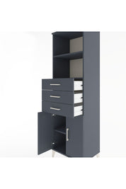 Hyperion Dolap 3 Raflı 3 Çekmeceli 2 Kapaklı 60x44x195 Antrasit-Antrasit