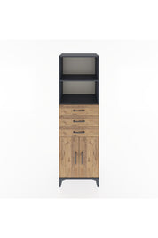 Hyperion Dolap 3 Raflı 3 Çekmeceli 2 Kapaklı 60x44x195 Antrasit-Çam