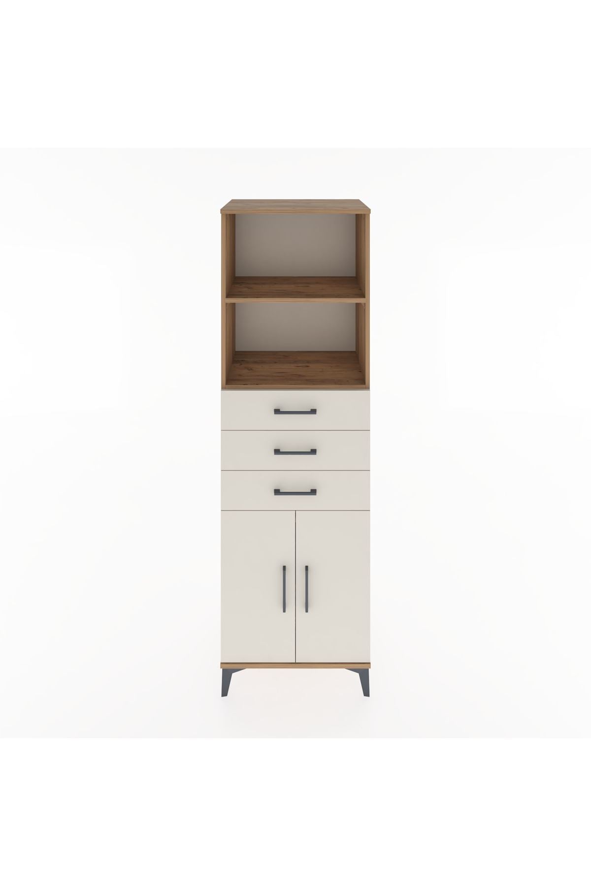 Hyperion Dolap 3 Raflı 3 Çekmeceli 2 Kapaklı 60x44x195 Çam-Aytaşı