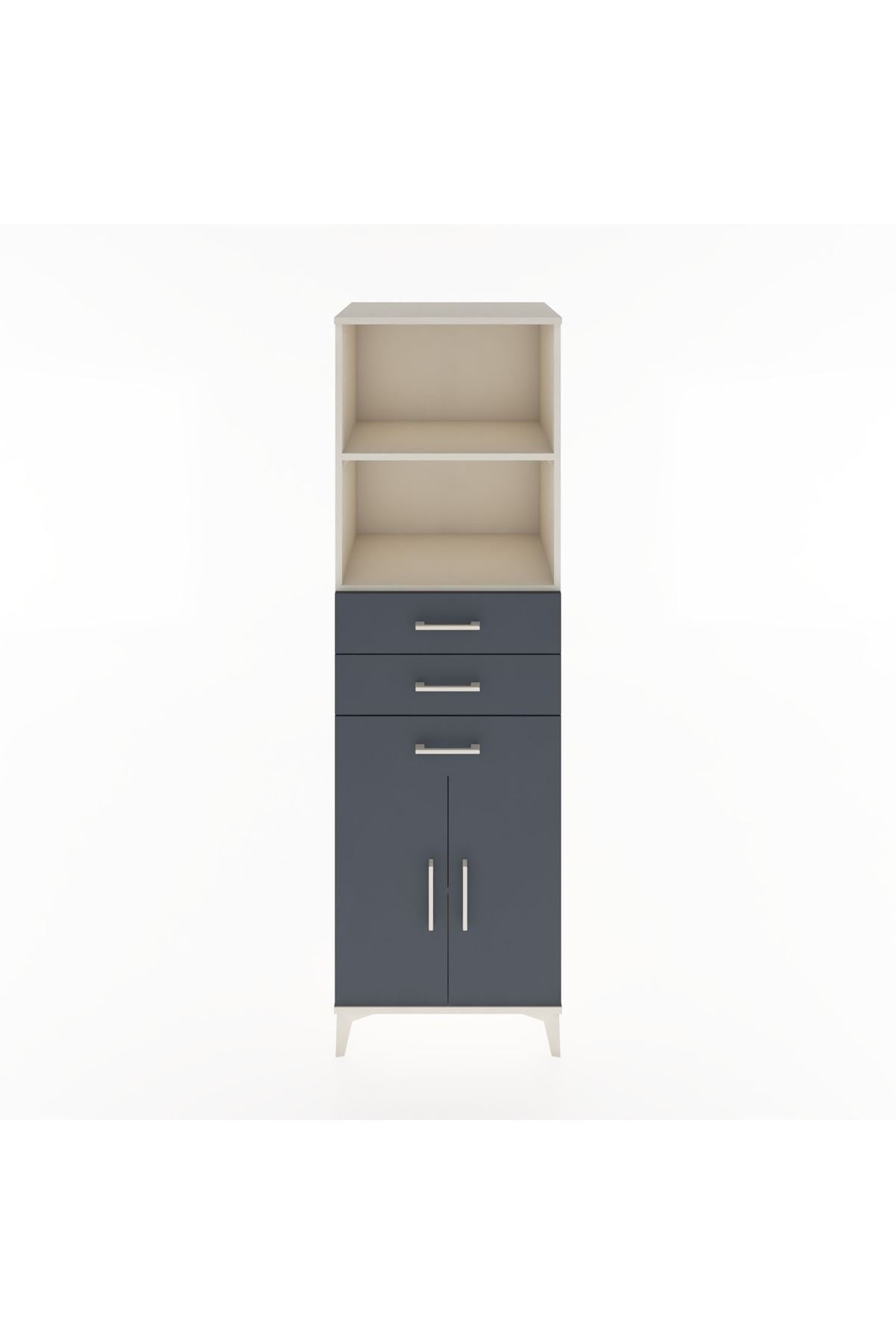 Hyperion Dolap 3 Raflı 3 Çekmeceli 2 Kapaklı 60x44x195 Aytaşı-Antrasit