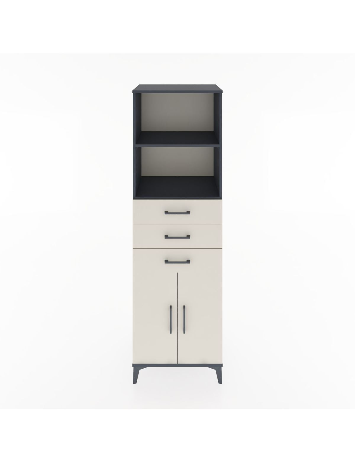 Hyperion Dolap 3 Raflı 3 Çekmeceli 2 Kapaklı 60x44x195 Antrasit-Aytaşı