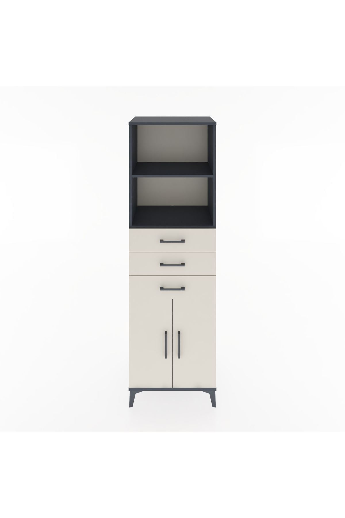 Hyperion Dolap 3 Raflı 3 Çekmeceli 2 Kapaklı 60x44x195 Antrasit-Aytaşı