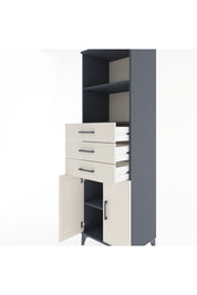 Hyperion Dolap 3 Raflı 3 Çekmeceli 2 Kapaklı 60x44x195 Antrasit-Aytaşı