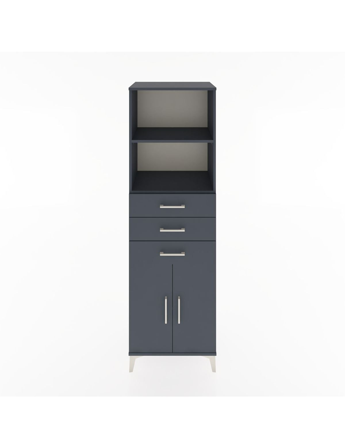 Hyperion Dolap 3 Raflı 3 Çekmeceli 2 Kapaklı 60x44x195 Antrasit-Antrasit