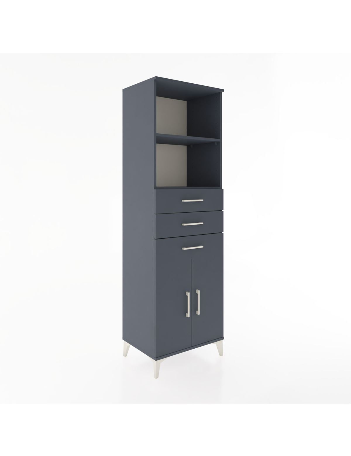Hyperion Dolap 3 Raflı 3 Çekmeceli 2 Kapaklı 60x44x195 Antrasit-Antrasit