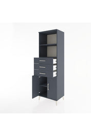 Hyperion Dolap 3 Raflı 3 Çekmeceli 2 Kapaklı 60x44x195 Antrasit-Antrasit