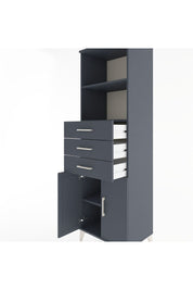 Hyperion Dolap 3 Raflı 3 Çekmeceli 2 Kapaklı 60x44x195 Antrasit-Antrasit