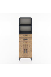 Hyperion Dolap 3 Raflı 3 Çekmeceli 2 Kapaklı 60x44x195 Antrasit-Çam