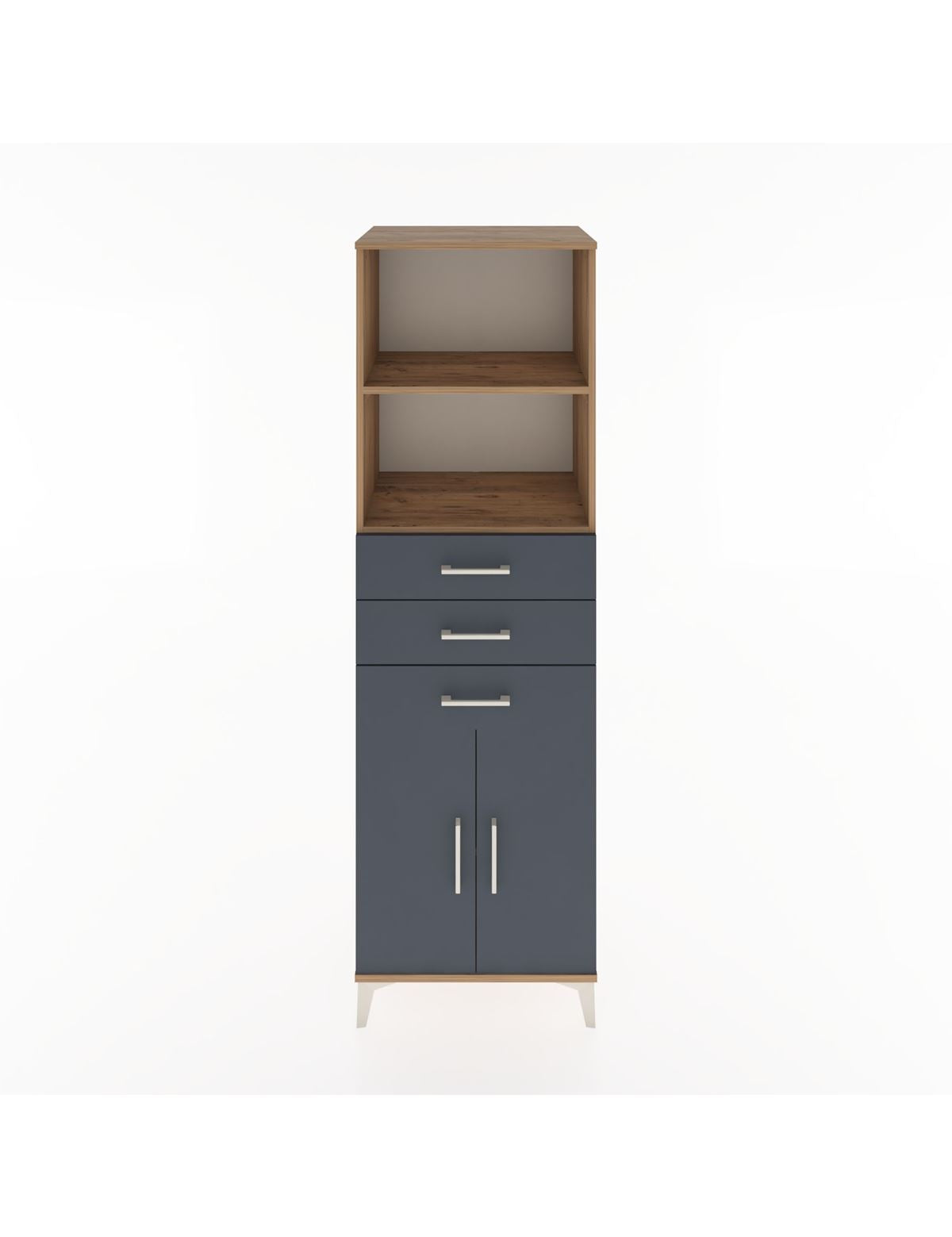 Hyperion Dolap 3 Raflı 3 Çekmeceli 2 Kapaklı 60x44x195 Çam-Antrasit