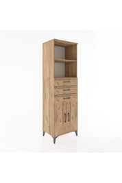 Hyperion Dolap 3 Raflı 3 Çekmeceli 2 Kapaklı 60x44x195 Çam-Çam