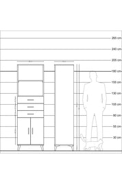Hyperion Dolap 3 Raflı 3 Çekmeceli 2 Kapaklı 60x44x195 Çam-Çam