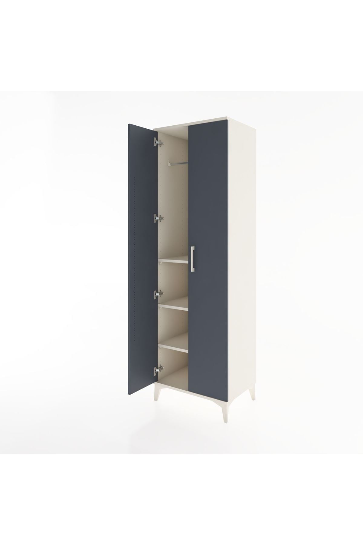 Hyperion Dolap 3 Raflı 2 Kapaklı Tek Askılı 60x44x195 Aytaşı-Antrasit