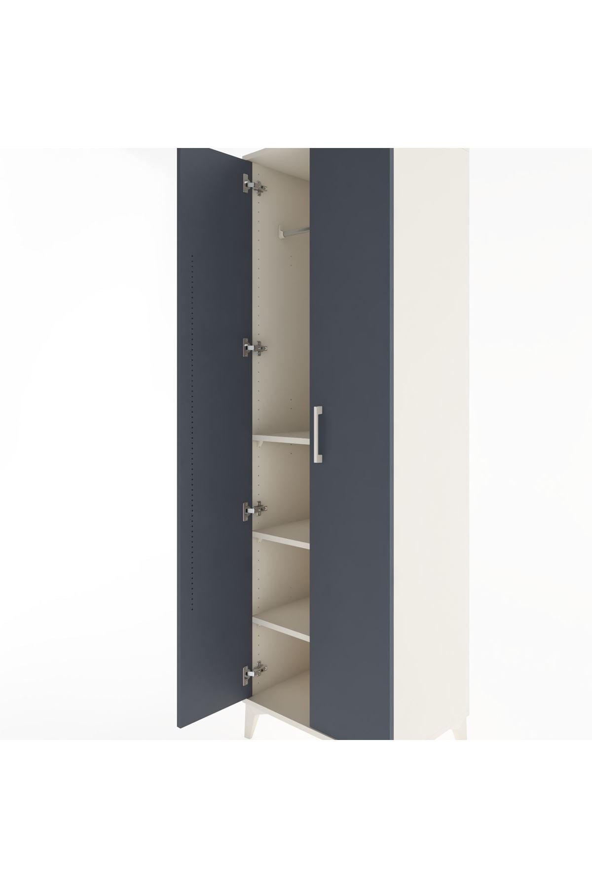 Hyperion Dolap 3 Raflı 2 Kapaklı Tek Askılı 60x44x195 Aytaşı-Antrasit