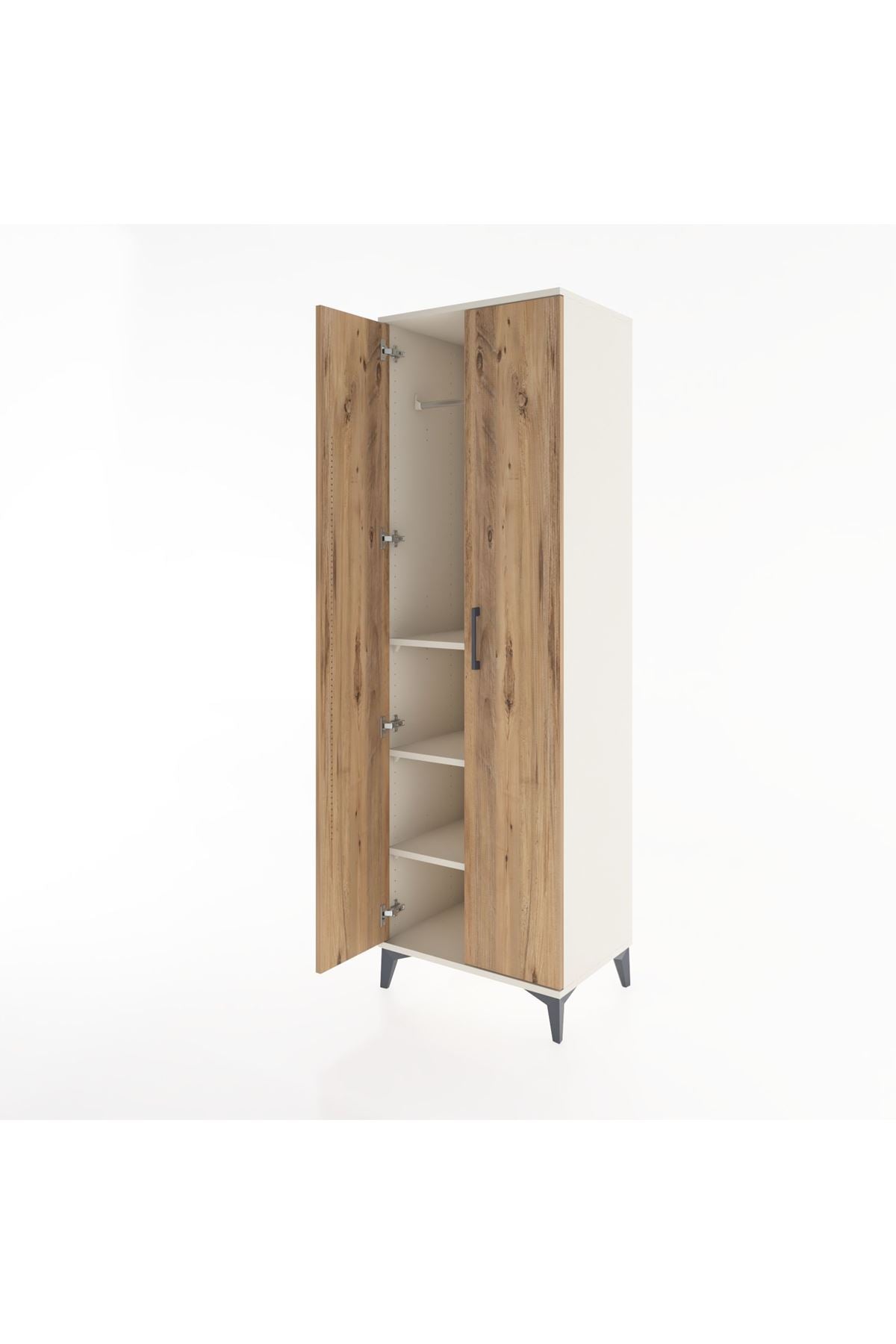 Hyperion Dolap 3 Raflı 2 Kapaklı Tek Askılı 60x44x195 Aytaşı-Çam