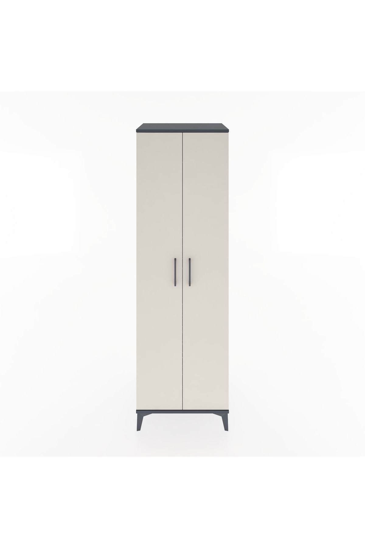 Hyperion Dolap 3 Raflı 2 Kapaklı Tek Askılı 60x44x195 Antrasit-Aytaşı