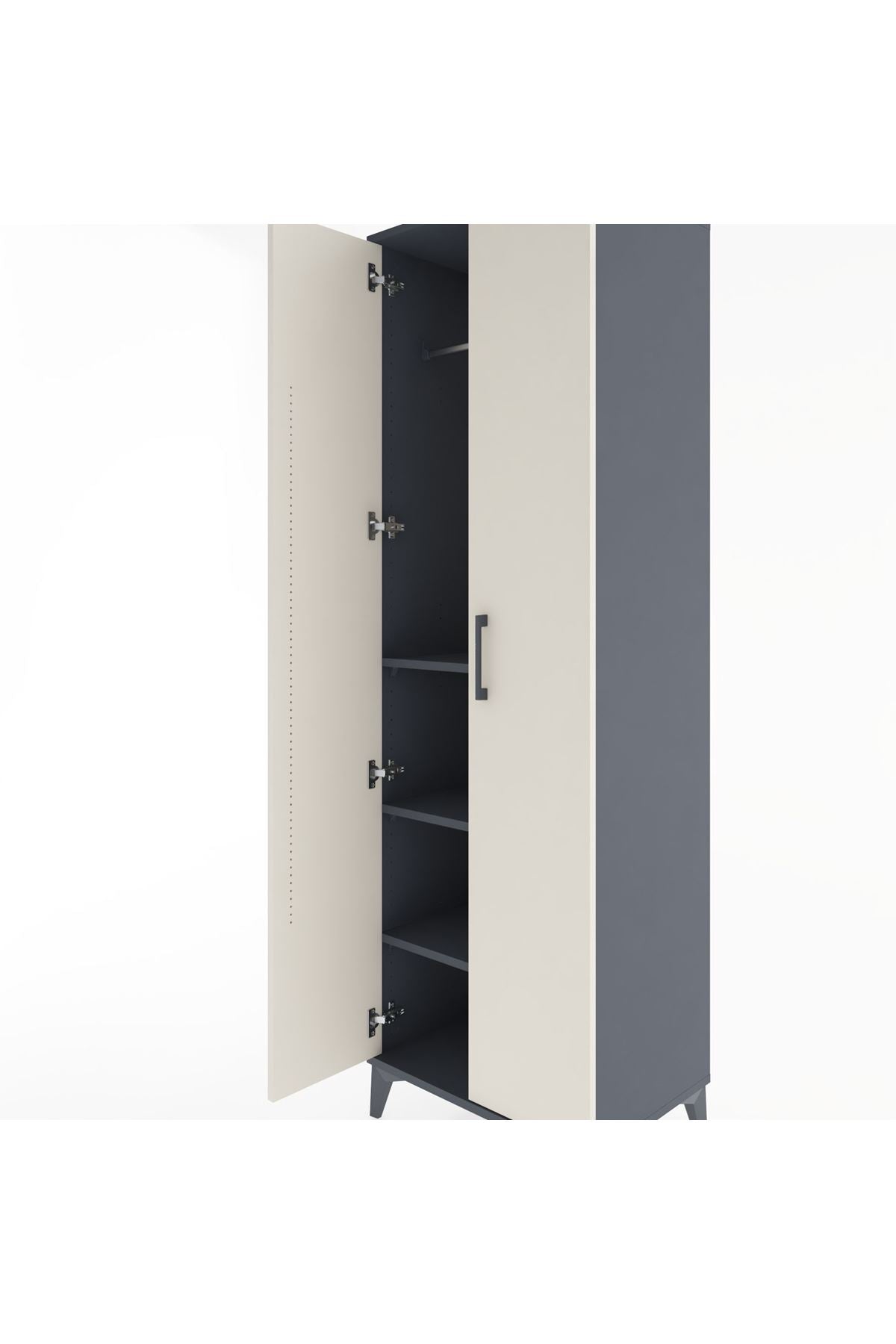 Hyperion Dolap 3 Raflı 2 Kapaklı Tek Askılı 60x44x195 Antrasit-Aytaşı