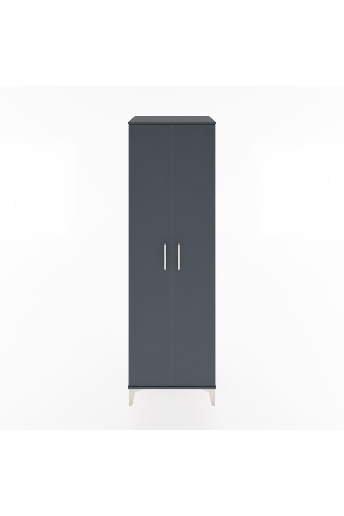 Hyperion Dolap 3 Raflı 2 Kapaklı Tek Askılı 60x44x195 Antrasit-Antrasit