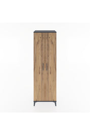 Hyperion Dolap 3 Raflı 2 Kapaklı Tek Askılı 60x44x195 Antrasit-Çam