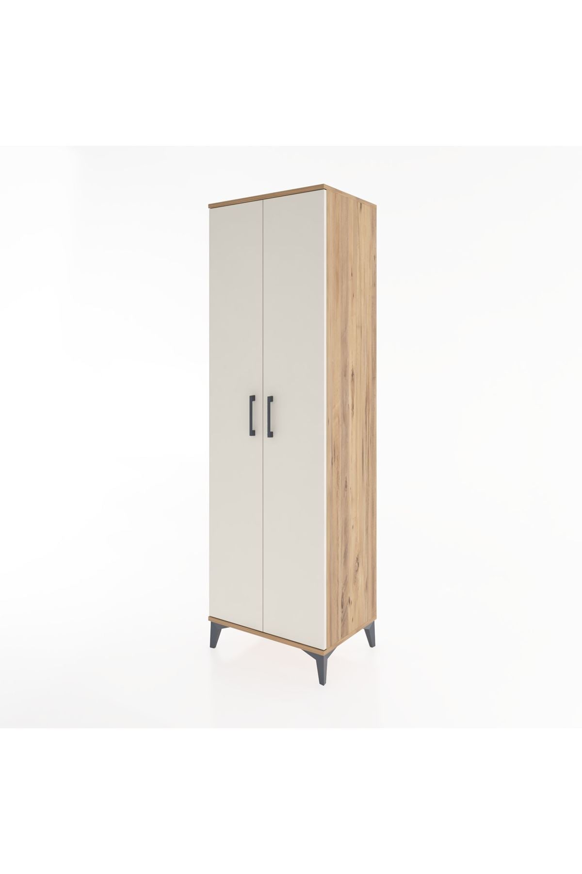 Hyperion Dolap 3 Raflı 2 Kapaklı Tek Askılı 60x44x195 Çam-Aytaşı