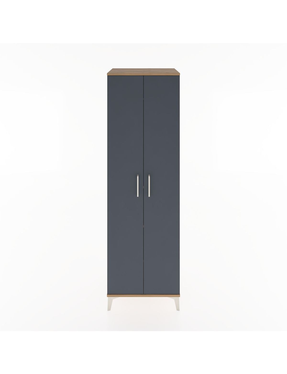 Hyperion Dolap 3 Raflı 2 Kapaklı Tek Askılı 60x44x195 Çam-Antrasit