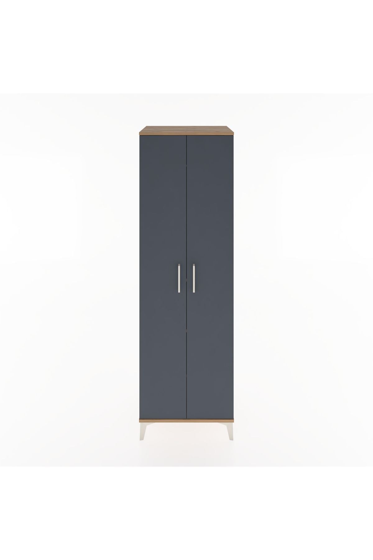 Hyperion Dolap 3 Raflı 2 Kapaklı Tek Askılı 60x44x195 Çam-Antrasit