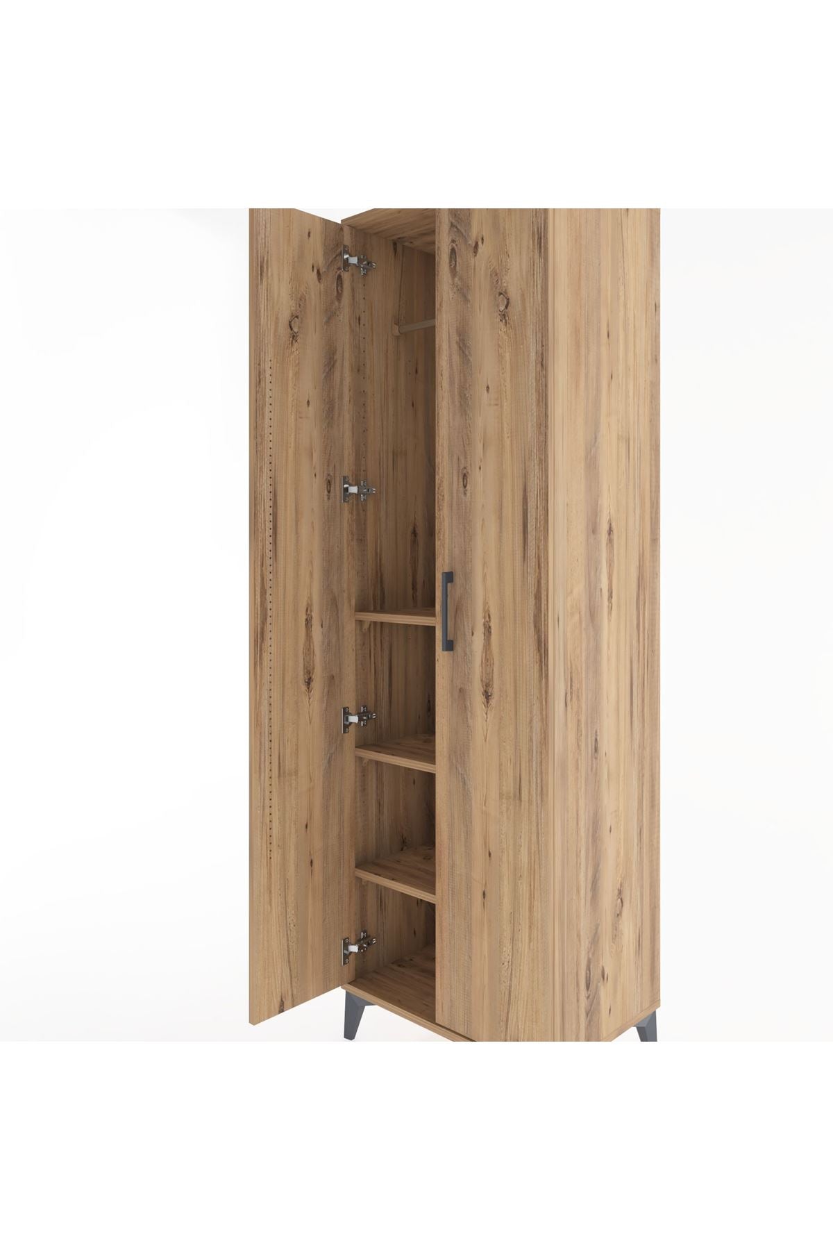 Hyperion Dolap 3 Raflı 2 Kapaklı Tek Askılı 60x44x195 Çam-Çam