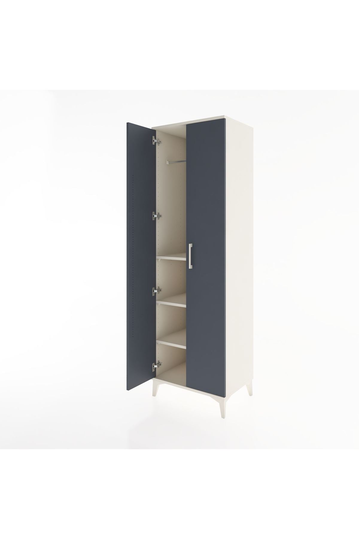 Hyperion Dolap 3 Raflı 2 Kapaklı Tek Askılı 60x44x195 Aytaşı-Antrasit