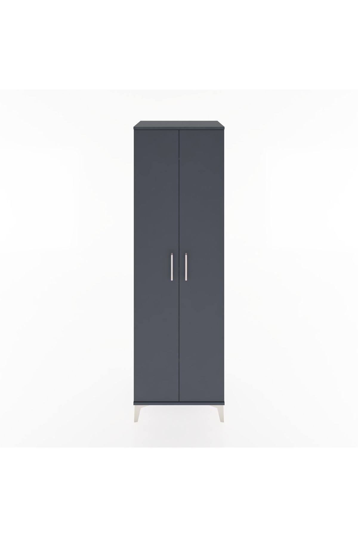 Hyperion Dolap 3 Raflı 2 Kapaklı Tek Askılı 60x44x195 Antrasit-Antrasit