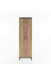 Hyperion Dolap 3 Raflı 2 Kapaklı Tek Askılı 60x44x195 Antrasit-Çam