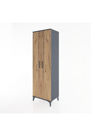 Hyperion Dolap 3 Raflı 2 Kapaklı Tek Askılı 60x44x195 Antrasit-Çam