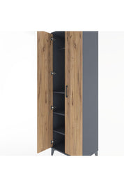 Hyperion Dolap 3 Raflı 2 Kapaklı Tek Askılı 60x44x195 Antrasit-Çam