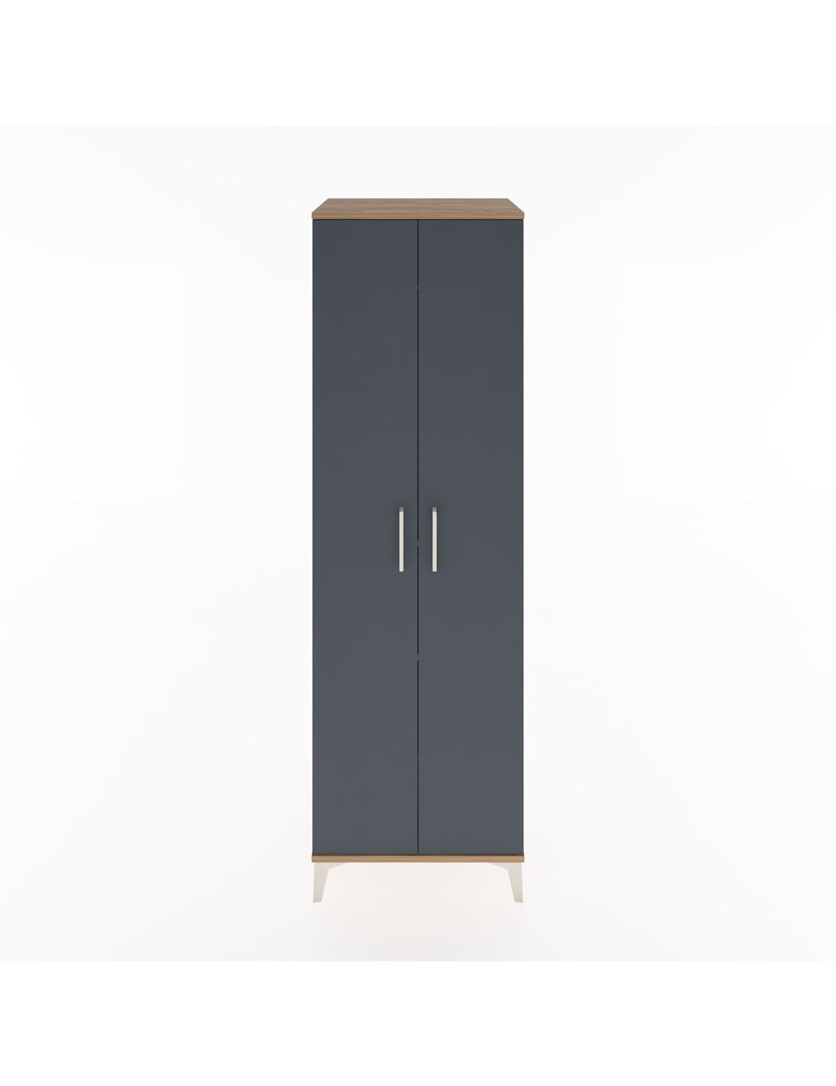 Hyperion Dolap 3 Raflı 2 Kapaklı Tek Askılı 60x44x195 Çam-Antrasit