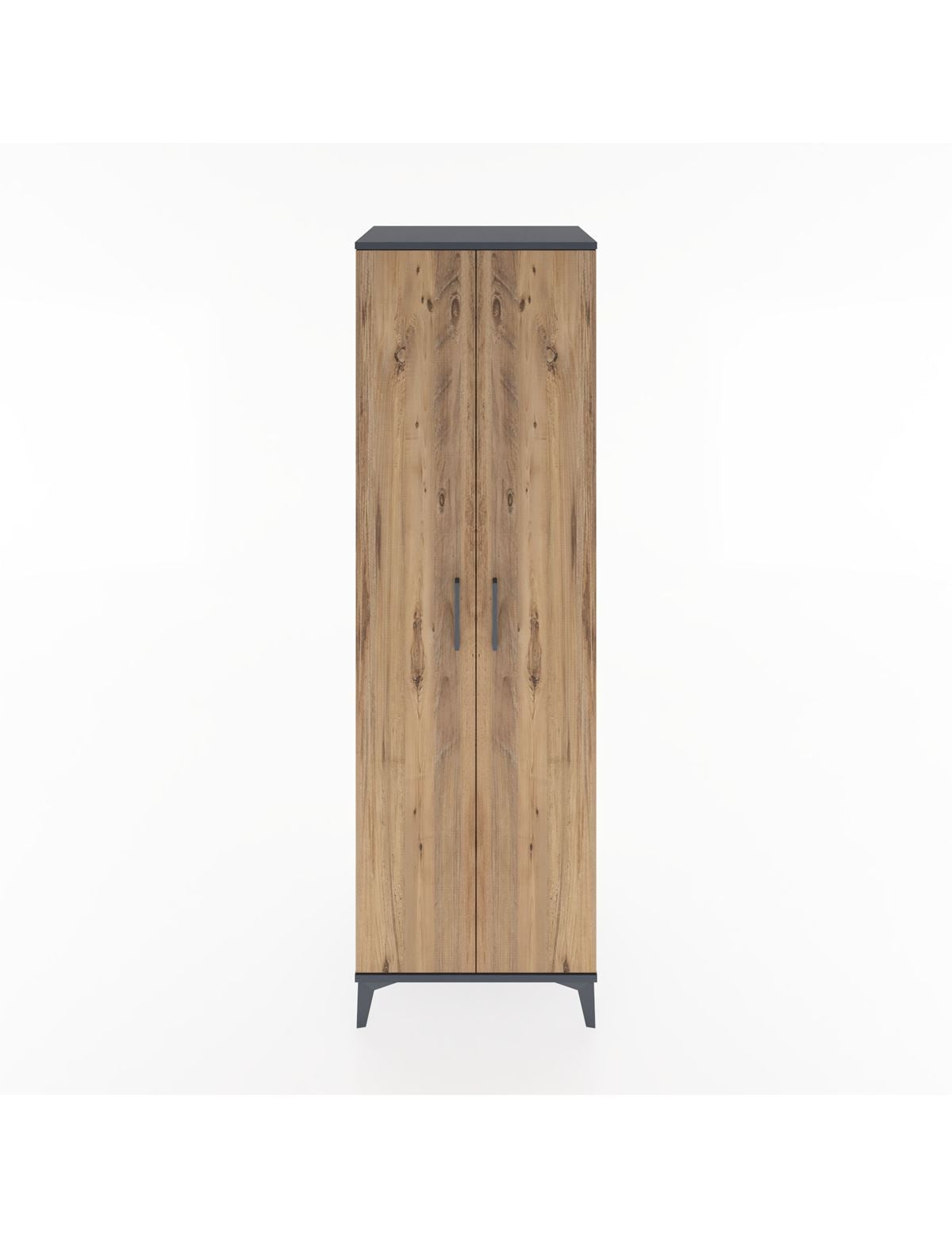 Hyperion Dolap 5 Raflı 2 Kapaklı 60x44x195 Antrasit-Çam