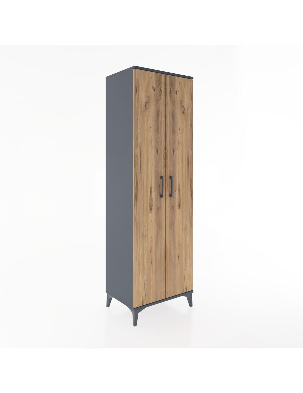 Hyperion Dolap 5 Raflı 2 Kapaklı 60x44x195 Antrasit-Çam