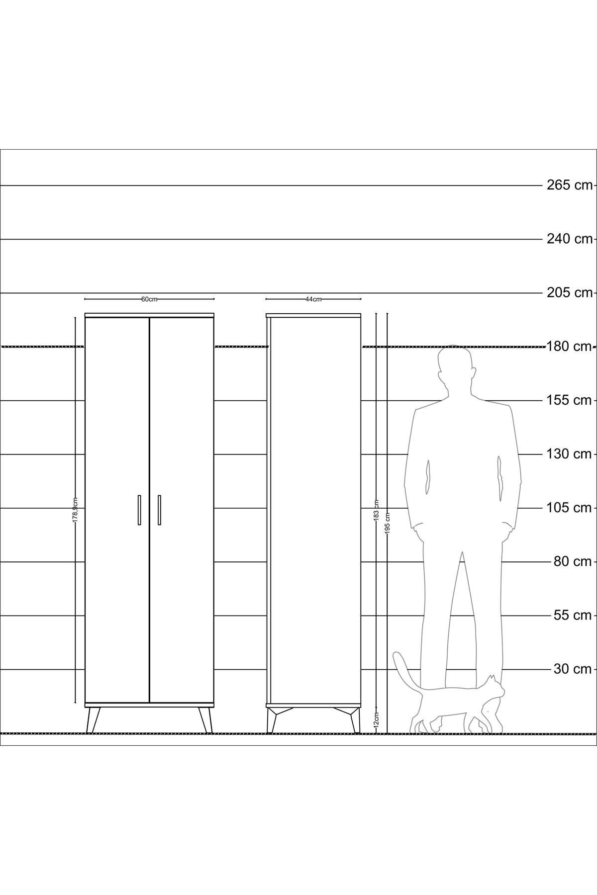 Hyperion Dolap 5 Raflı 2 Kapaklı 60x44x195 Çam-Aytaşı