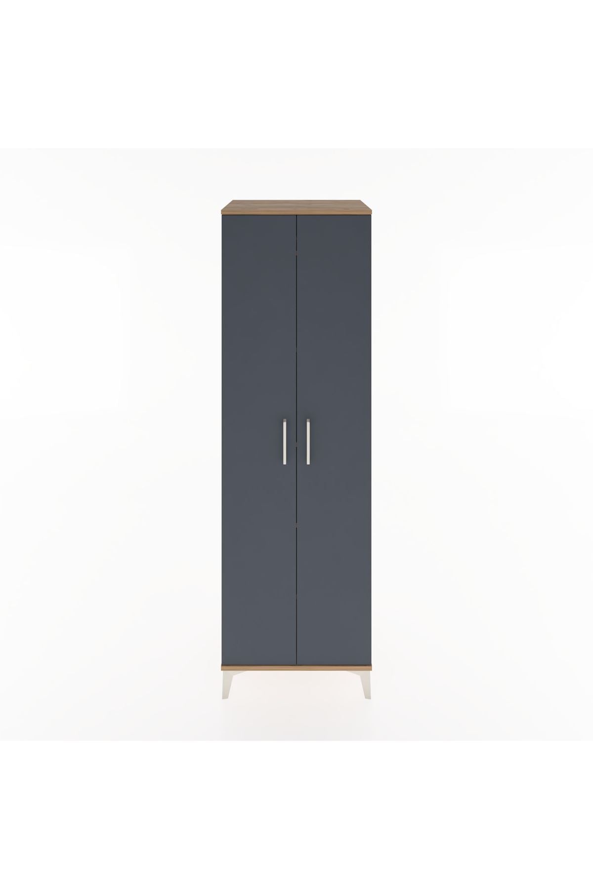 Hyperion Dolap 5 Raflı 2 Kapaklı 60x44x195 Çam-Antrasit