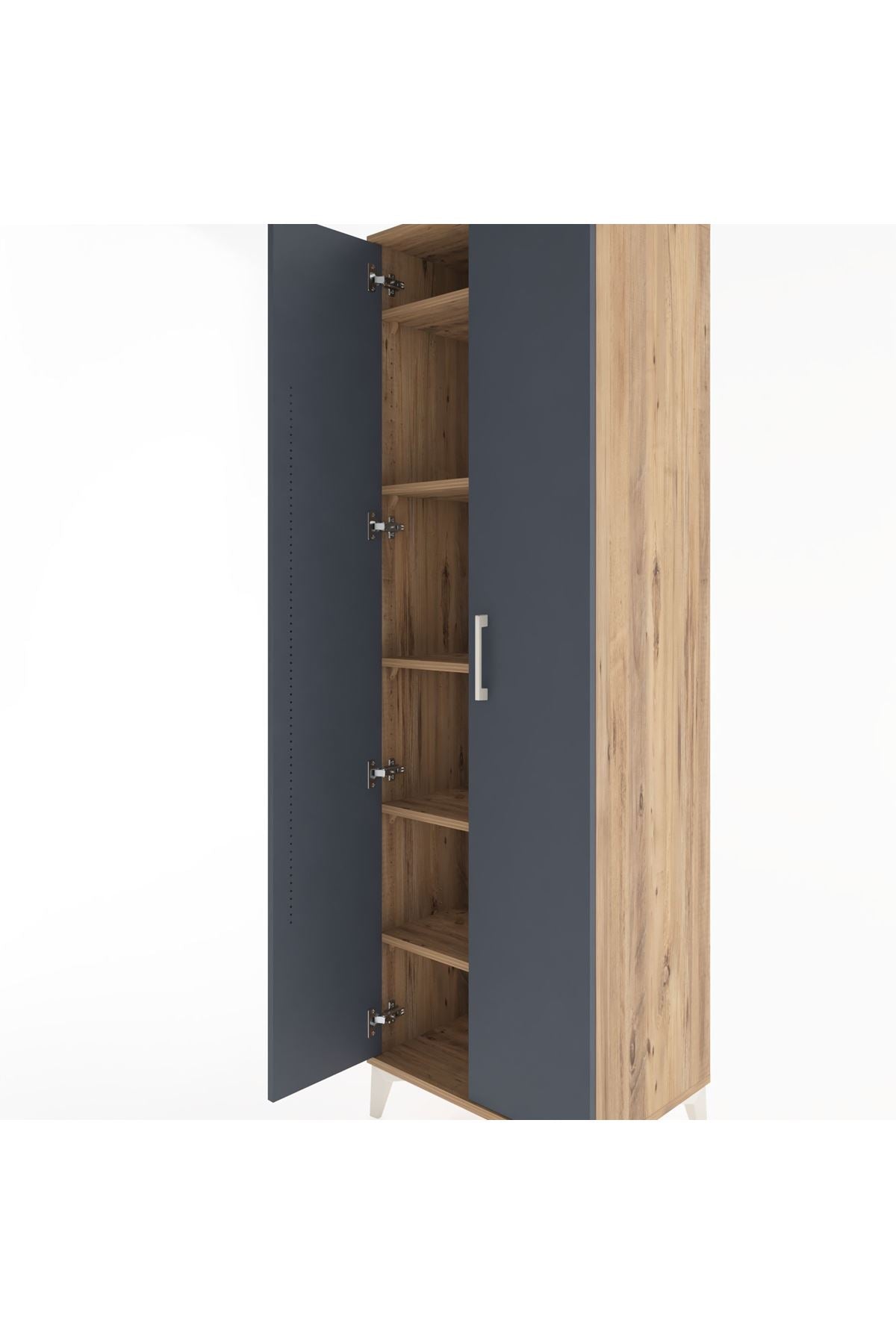 Hyperion Dolap 5 Raflı 2 Kapaklı 60x44x195 Çam-Antrasit