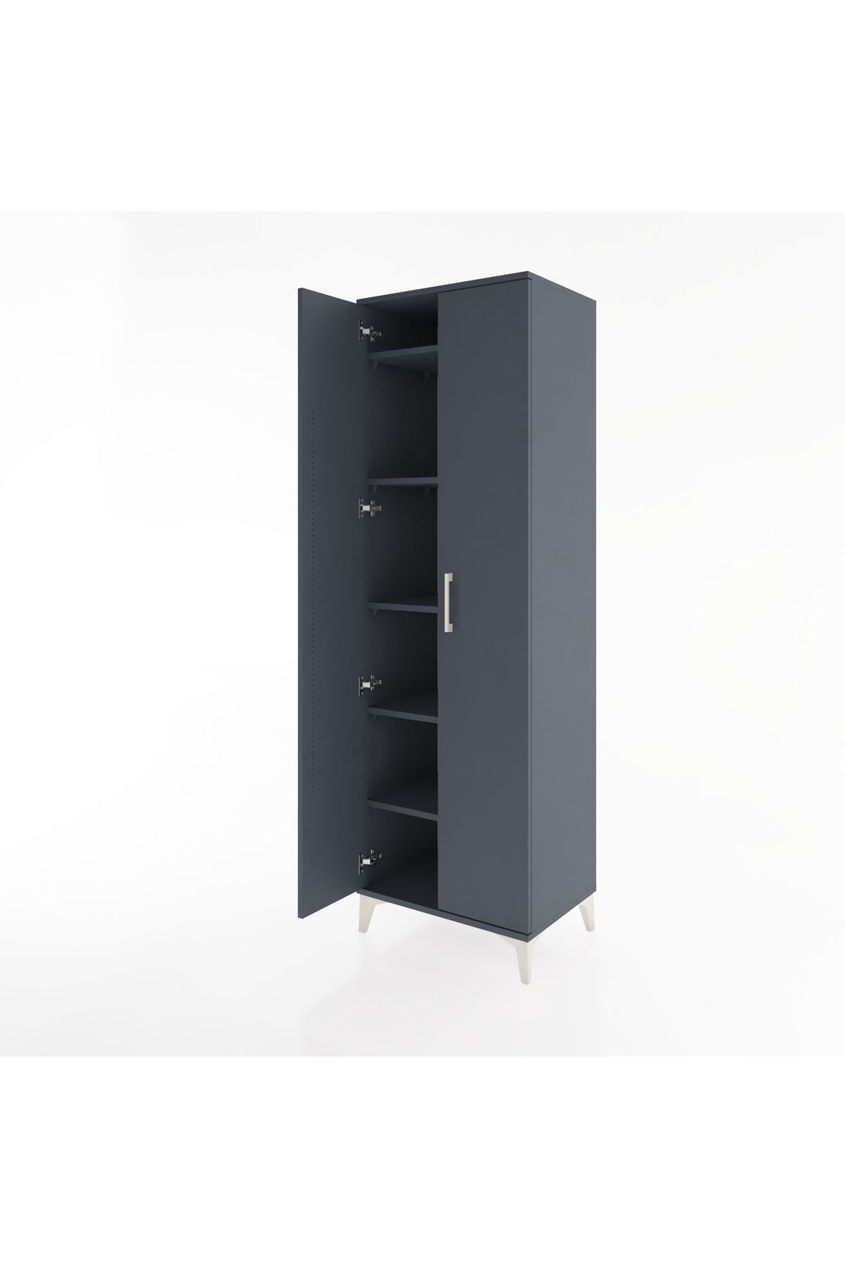 Hyperion Dolap 5 Raflı 2 Kapaklı 60x44x195 Antrasit-Antrasit